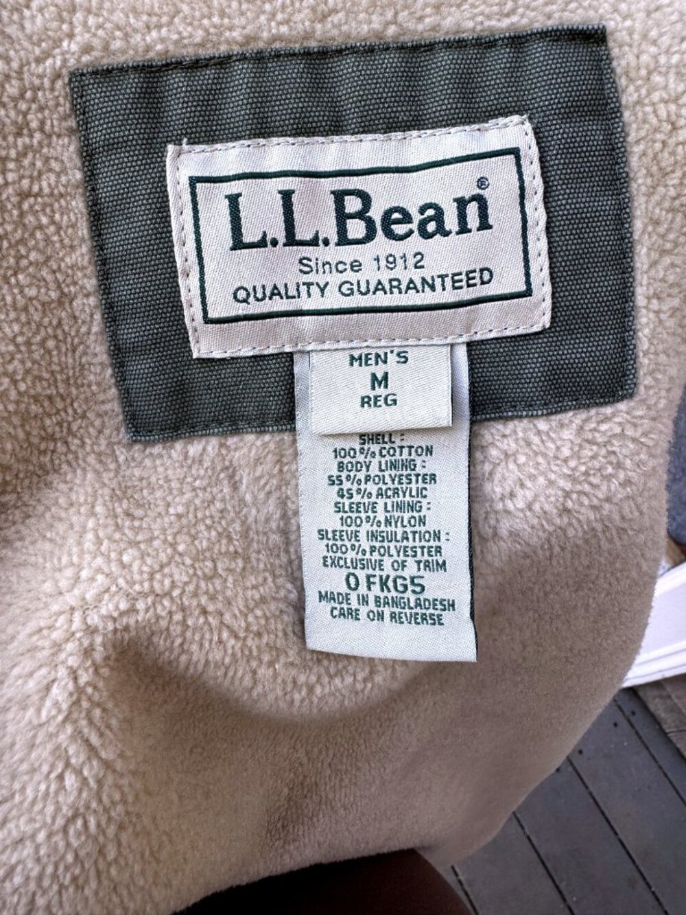 L.L. Bean Vintage Sherpa-Lined Chore/Barn Jacket — Olive Green, Men's M - Picture 3 of 3